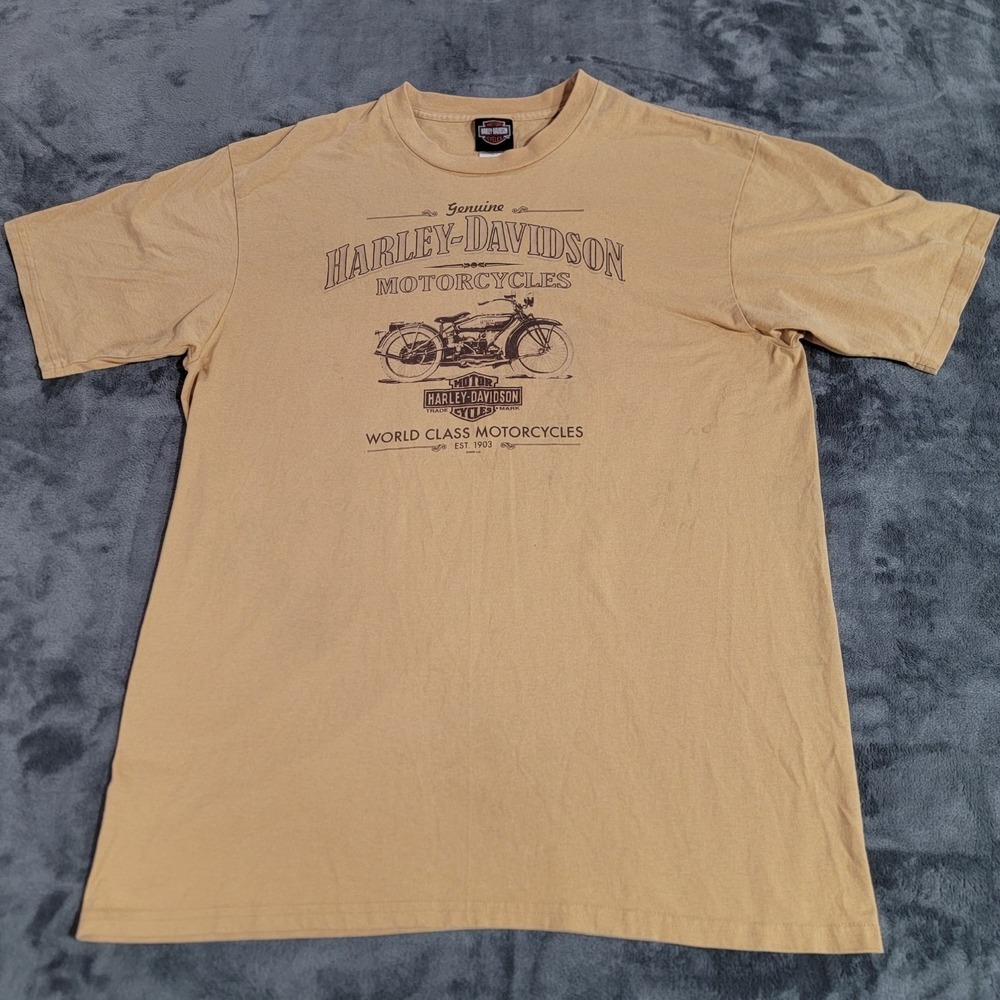 Harley Davidson Shirt Men XL Yellow Kutter Janesville WI 2008 USA Y2K Motorcycle